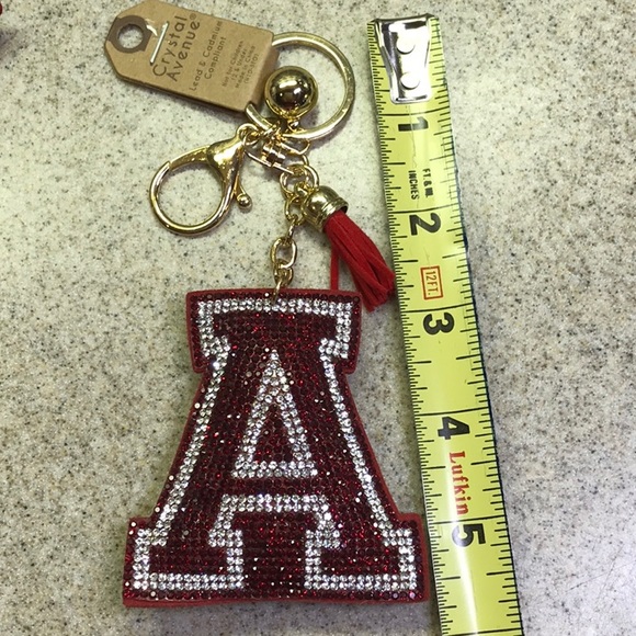 ALABAMA FANS Letter A KeychainGold tone ring/chain - Picture 6 of 7